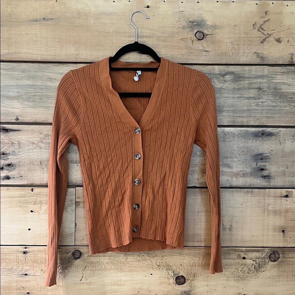 Madewell Women's Ribbed Cardigan Sweater - Rust